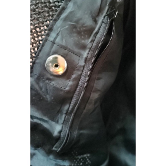 Woven Black Handbag Purse 100% Paper Black Frayed Beach Bag Snap Closed Zip... - Picture 8 of 15